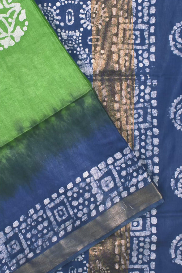 Green Cotton Silk Batik Saree