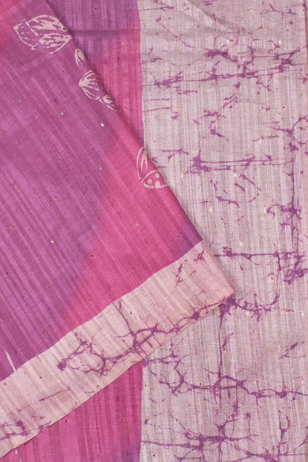 Pink Handloom Kotha Butti Saree