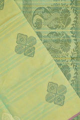 Light Green Pure South Cotton Multicolor Butta Without Border Saree