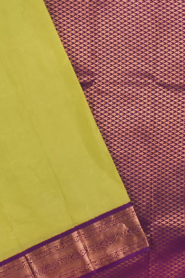 Light Green Purple Kottanj Plain Semi Soft Silk Saree
