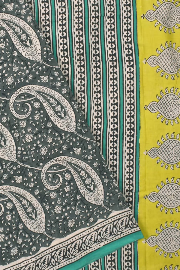 Grey Jaipur Cotton Print Saree