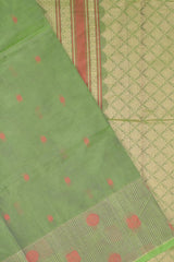 Green Pure South Cotton Peacock Border Fancy Pallu Saree