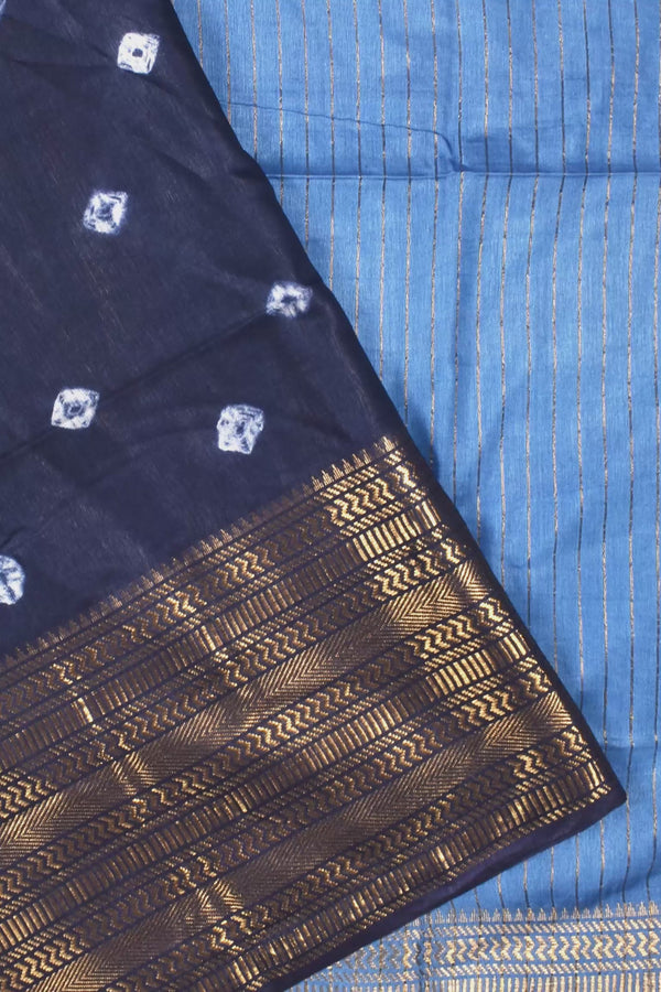 Blue Cotton Silk Shibori Print Saree