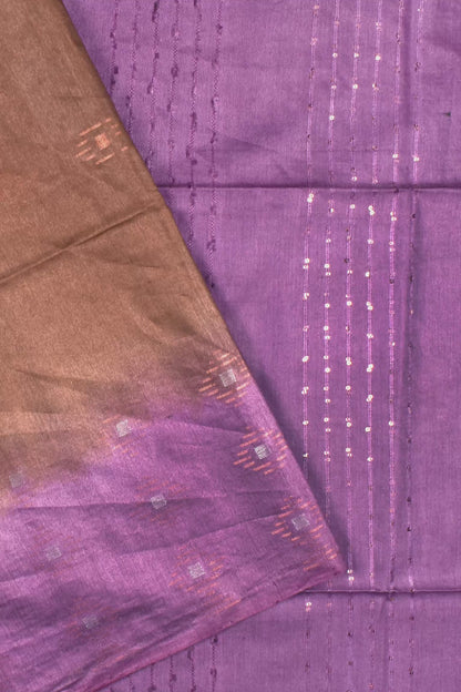 Brown Cotton Silk Dobby Saree