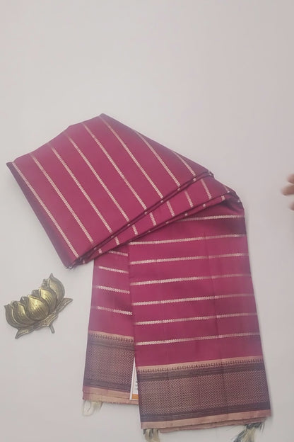 Maroon Light Weight Pure Silk All Over Zari Line Saree NAA127