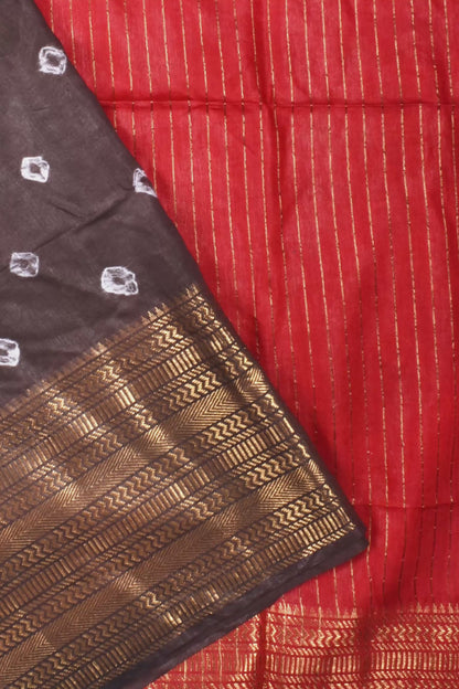 Brown Cotton Silk Shibori Print Saree