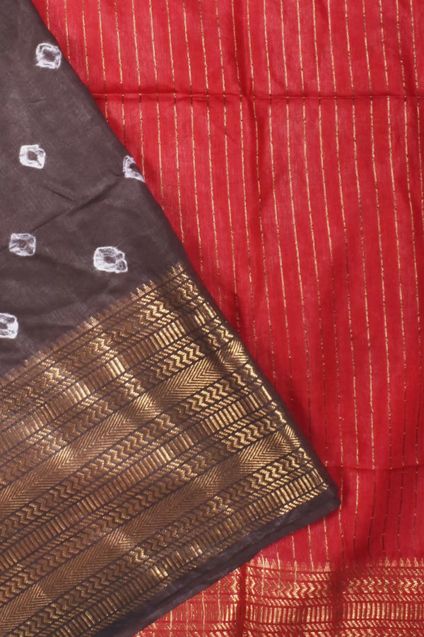 Brown Cotton Silk Shibori Print Saree