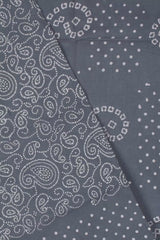 Grey Pure Cotton Print Dot Border Sungudi Print Saree