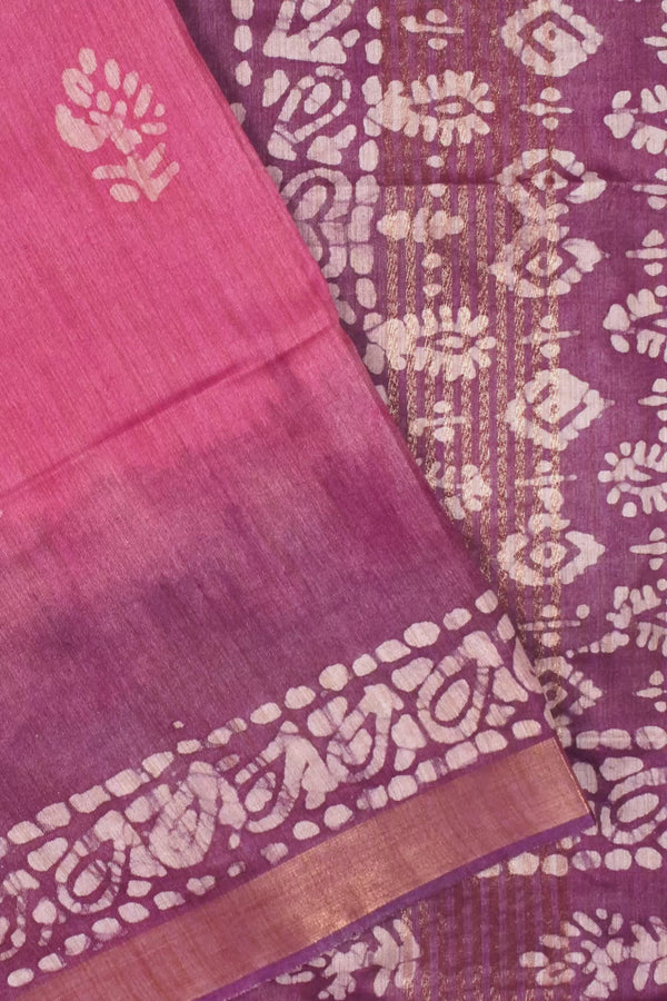 Pink Khadi Batik Print Saree