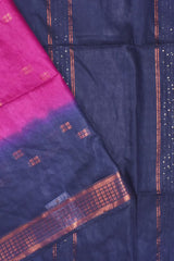 Dark Pink Cotton Silk Butta Saree