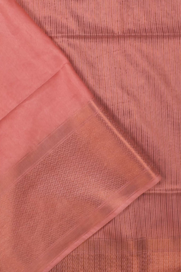 Light Peach Cotton Silk Plain Saree