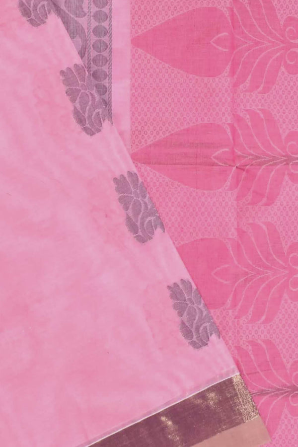 Pink Pure South Cotton Flower Butta Rich Pallu Saree