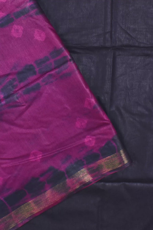 Dark Pink Cotton Silk Tie Dye Saree