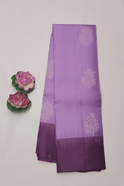 Light Voilet Light Weight Pure Silk Fancy Butta Voilet Border Zari Pallu Saree NAA191