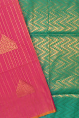 Pink Jari Lines Butta Ribbon Border Semi Soft Silk Saree