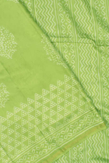 Light Green Triangle Chanderi Small Jari Border Saree