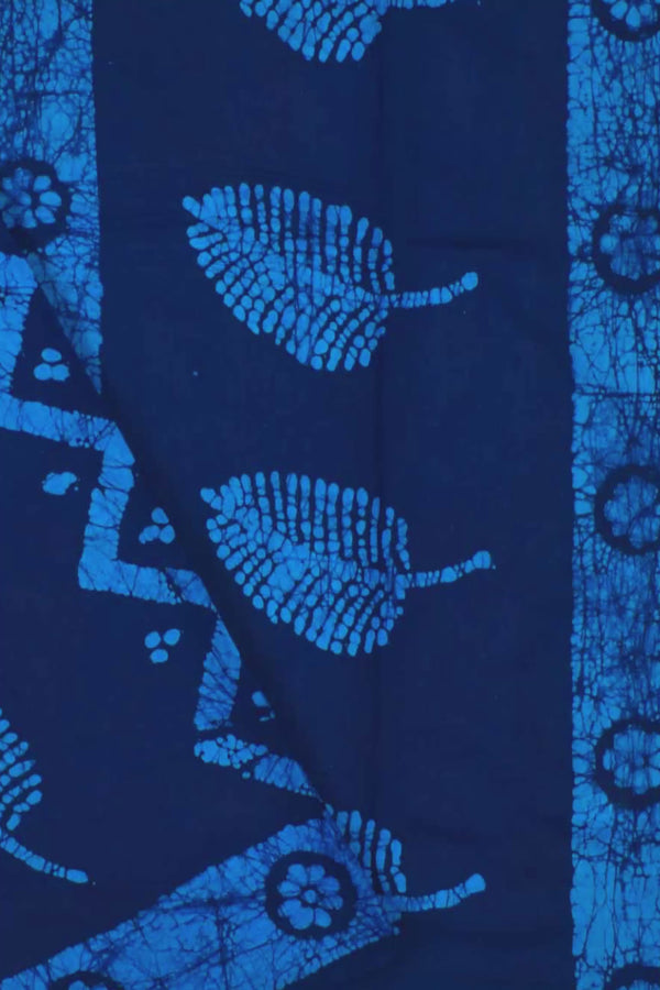 Blue Blue 100s Combed Pure Soft Cotton Sungudi Leaf Print Saree