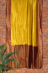 Yellow Meroon Banaras Softy Saree